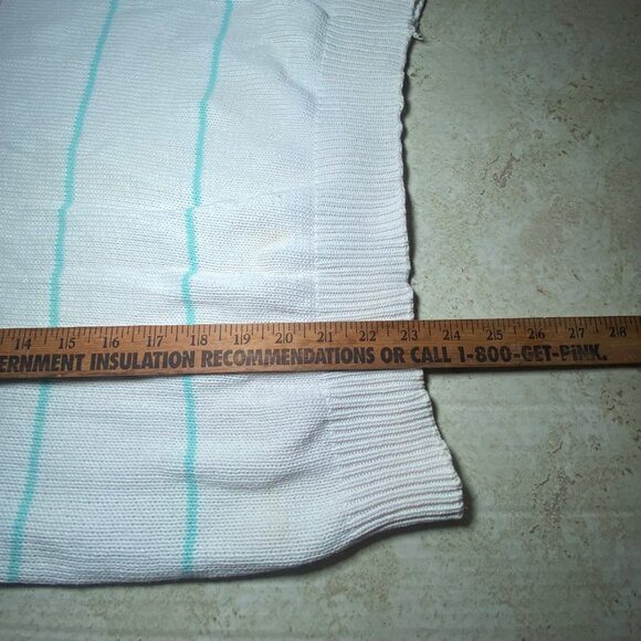 Vintage Striped Knit Collared Sweater White Pink Mint Pastel Size M Retro - Picture 5 of 7